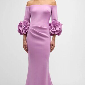 Jovani rosette trumpet gown